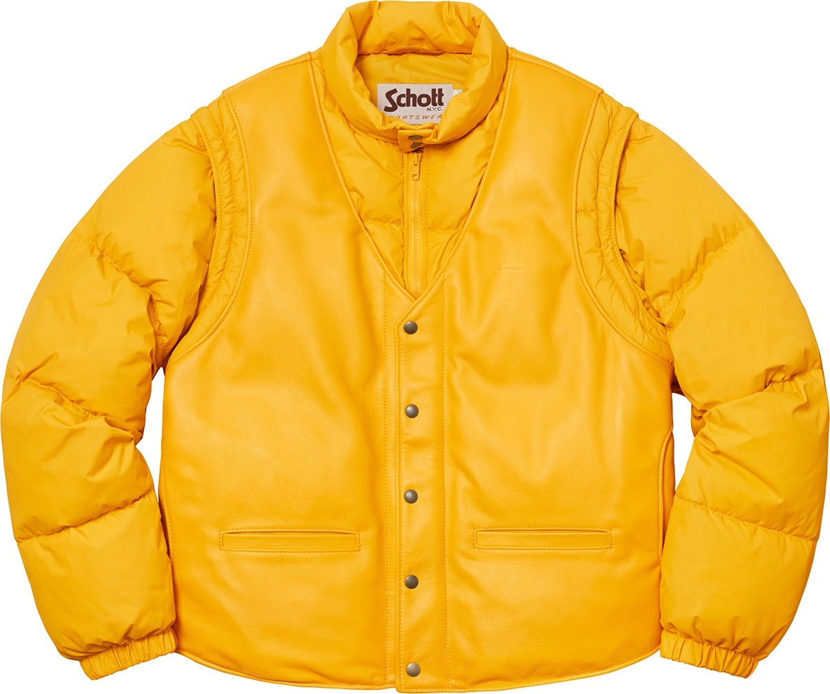 Supreme®/Schott® Down Leather Vest Puffy Jacket view 21